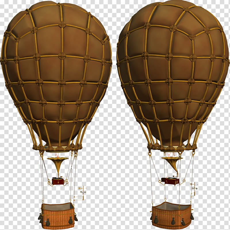 Steampunk Air Balloon  FREE Content, two brown hot air balloons transparent background PNG clipart