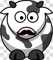 Mini  ESPECIAL BIGOTES, white and black cow artwork transparent background PNG clipart