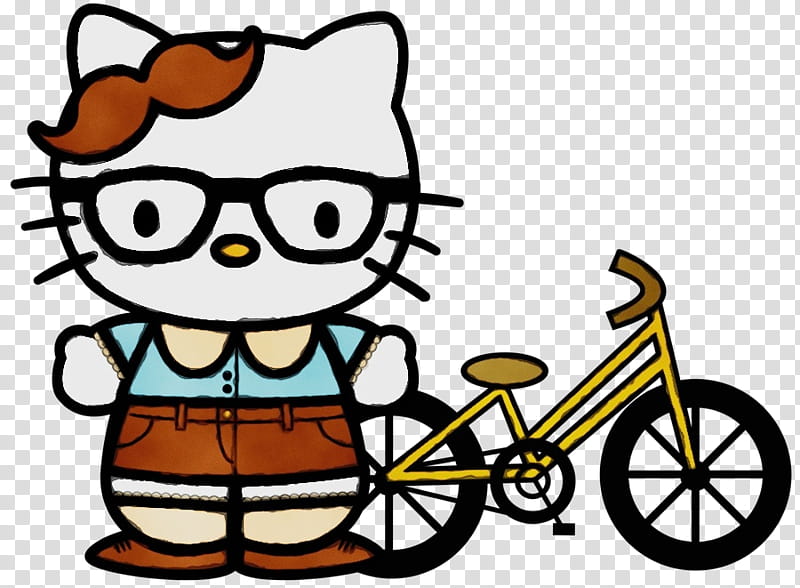 Hello Kitty, Bicycle, Cartoon, Vehicle, Cycling, Sticker, Recreation, Bicycle Wheel transparent background PNG clipart