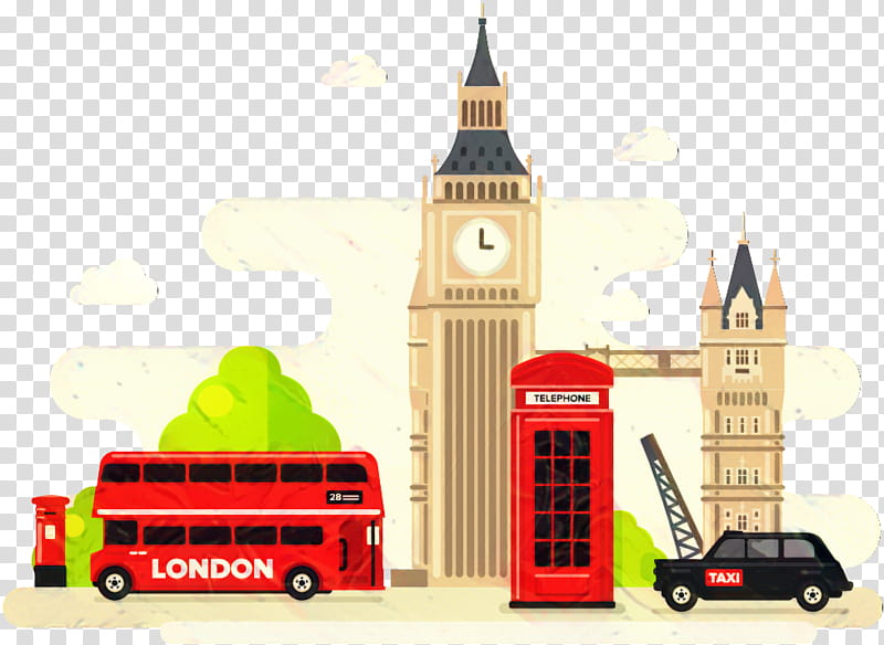 Big Ben, Palace Of Westminster, Cocacola London Eye, Drawing, Doubledecker Bus, Transport, Landmark, Vehicle transparent background PNG clipart