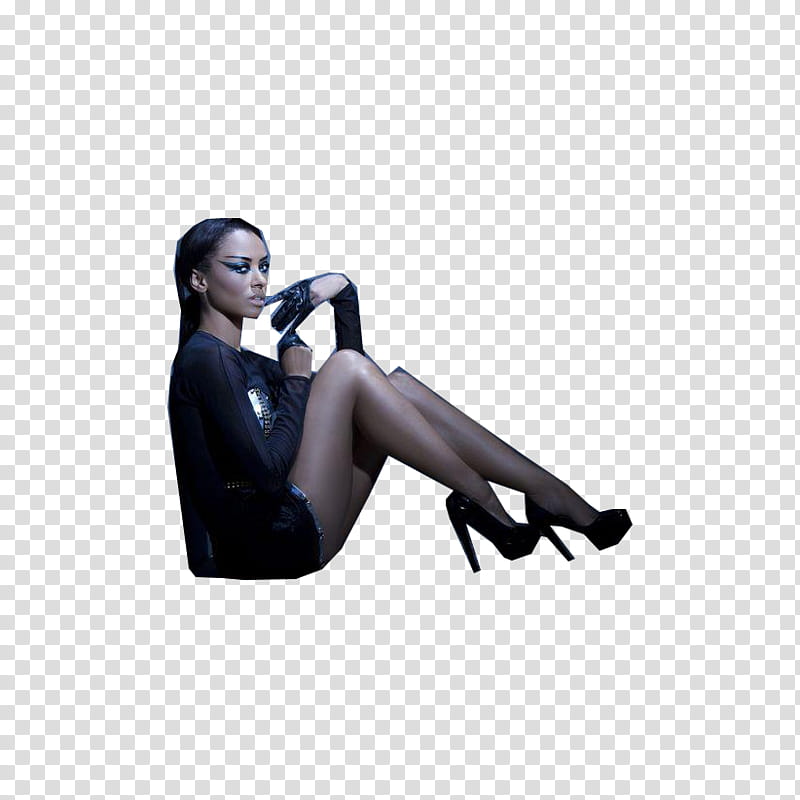 Kat Graham, woman sitting on floor with hand on mouth transparent background PNG clipart