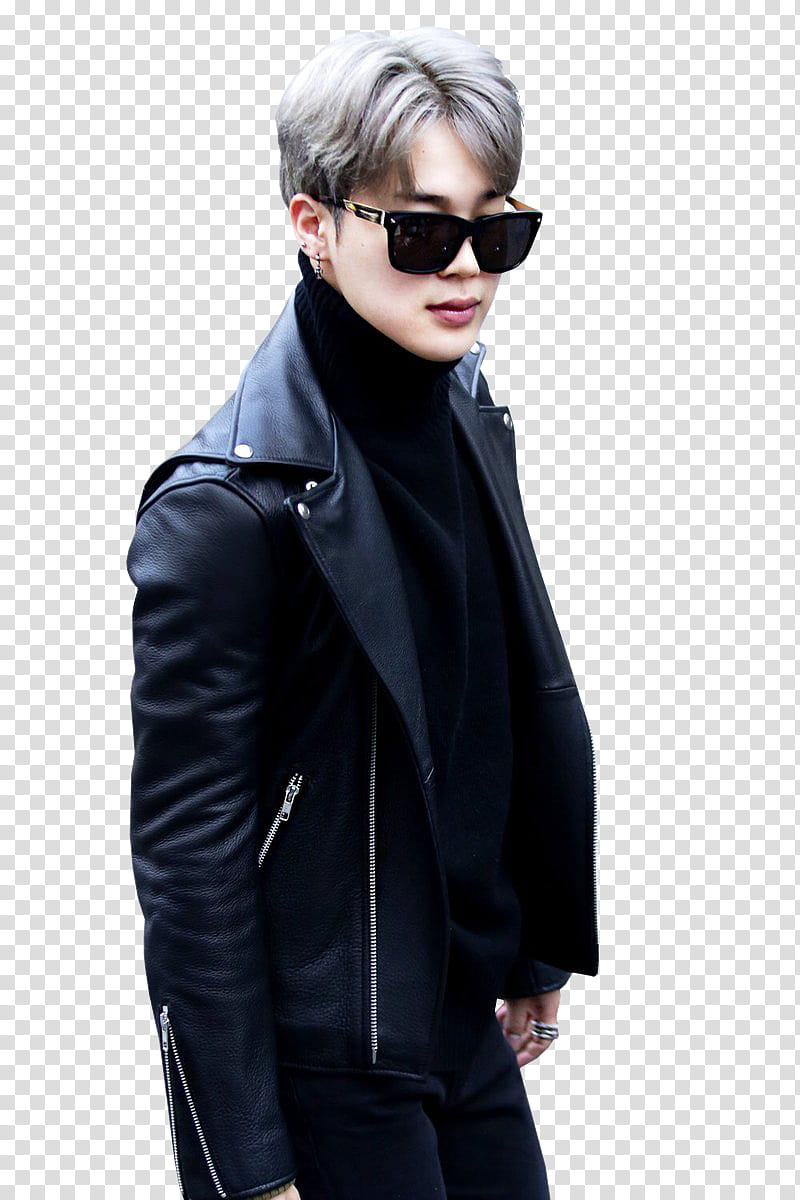 Jimin  Boom Shakalaka s, man wearing sunglasses and leather jacket transparent background PNG clipart