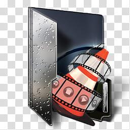 Dark  Folder Icon , Movies, video player icon illustration transparent background PNG clipart