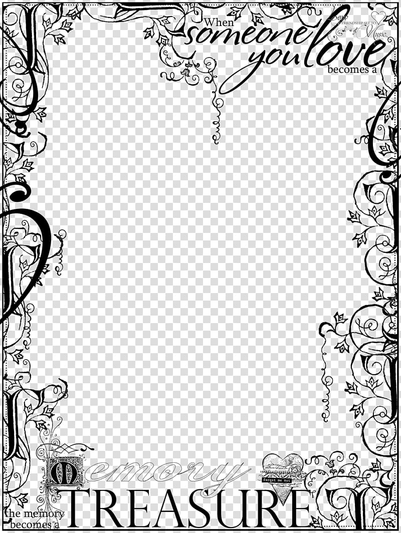 Border Love, square black and white frame transparent background PNG clipart