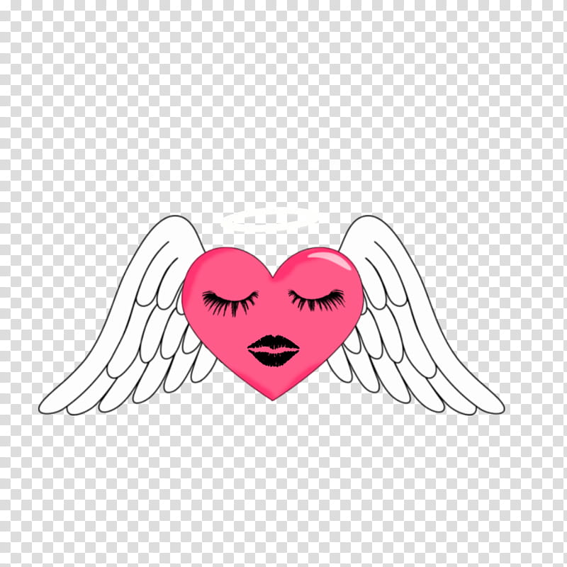 Angel Wing Pink Heart With Halo, pink heart with wings transparent background PNG clipart