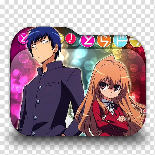 Toradora Anime Folder Icon, male and female anime characters transparent background PNG clipart