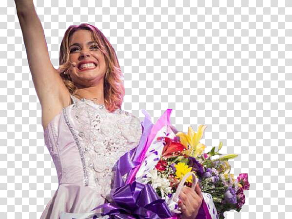 Violetta, woman holding flower bouquet transparent background PNG clipart