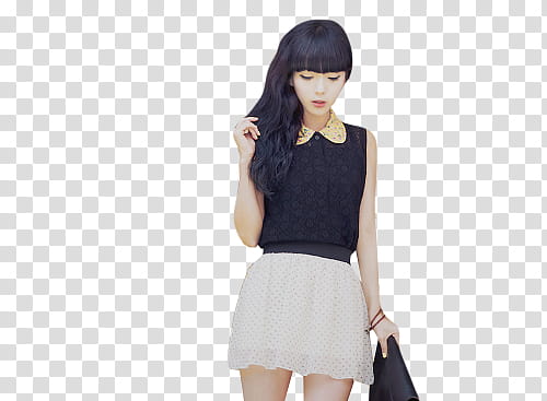 Ulzzang Girl, woman wearing white skirt transparent background PNG clipart