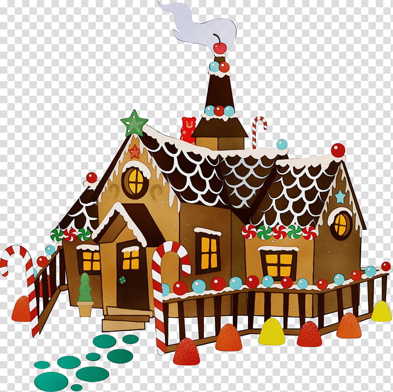 Christmas decoration, Watercolor, Paint, Wet Ink, Gingerbread House, Dessert, Interior Design, Lebkuchen transparent background PNG clipart