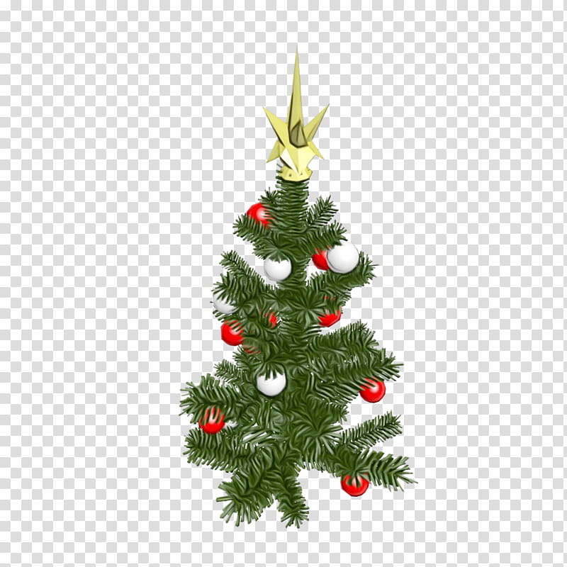 Christmas tree, Watercolor, Paint, Wet Ink, Colorado Spruce, Balsam Fir, Christmas Decoration, Yellow Fir transparent background PNG clipart