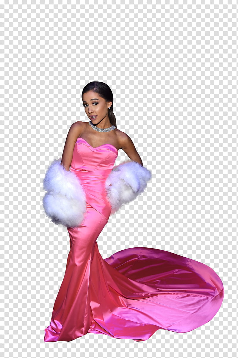 Ariana Grande , Ariana Grande wearing pink sweetheart neckline gown transparent background PNG clipart