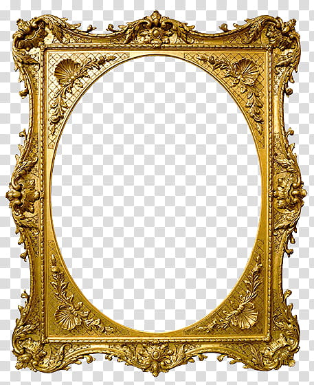Antique Frames  s, embossed floral brass-colored frame transparent background PNG clipart