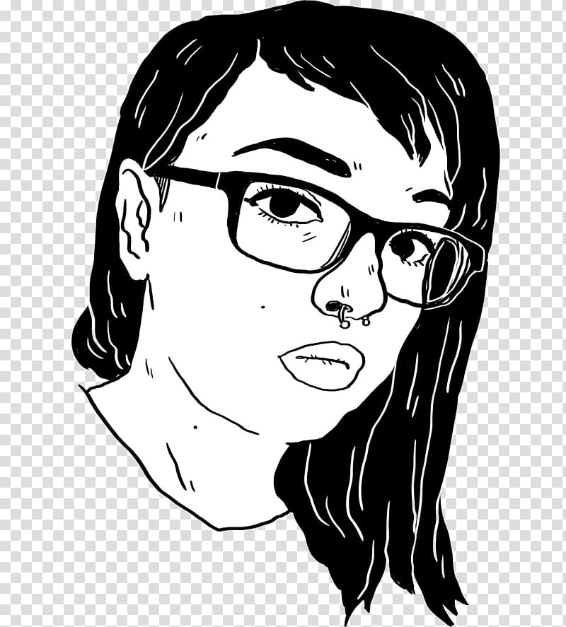 sketch of woman with nose ring and eyeglasses transparent background PNG clipart