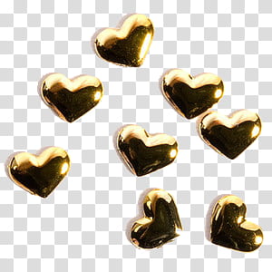 Confeti, gold-colored heart illustration transparent background PNG clipart