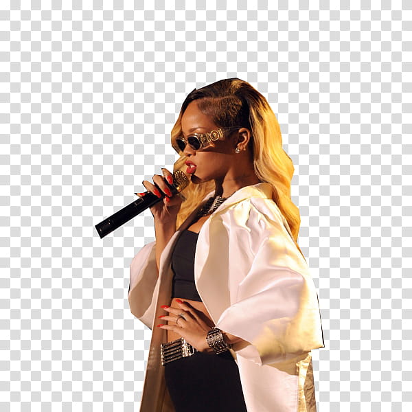 Rihanna, Rihanna holding microphone transparent background PNG clipart