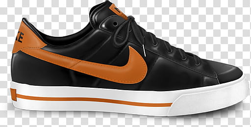 Nike Classic Icon, orange_, unpaired black and brown Nike sneaker transparent background PNG clipart