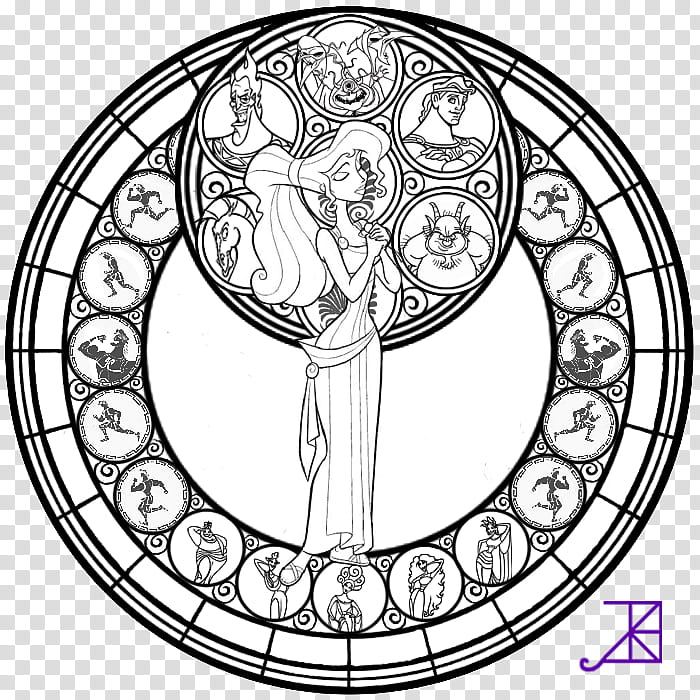 Meg Stained Glass line art transparent background PNG clipart