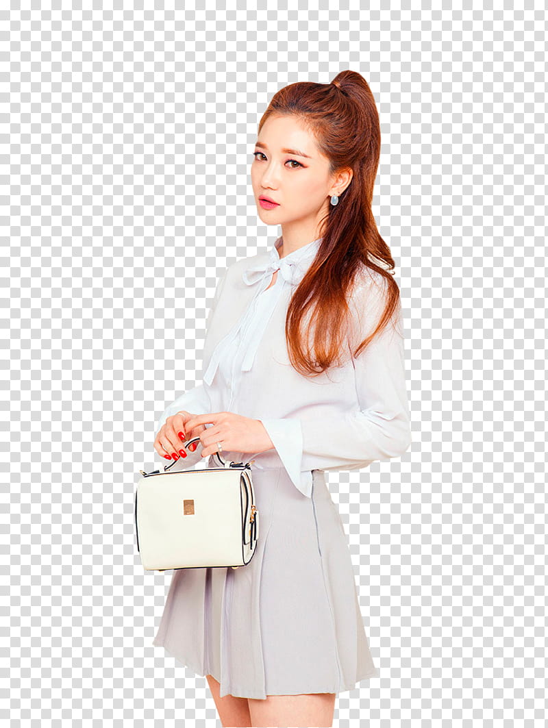 SEO SUNG KYUNG, woman wearing white dress shirt holding white leather handbag transparent background PNG clipart