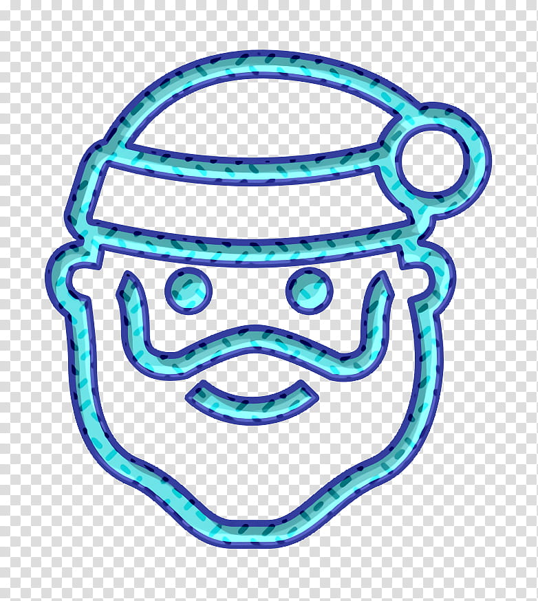 christmas icon santa icon weihnachten icon, Weihnachtsmann Icon, Xmas Icon, Blue, Turquoise, Line, Line Art, Smile transparent background PNG clipart