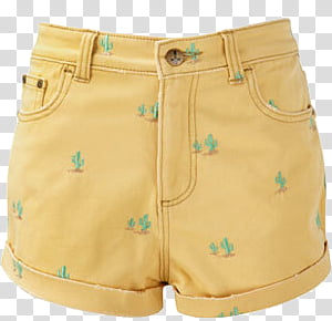 AESTHETIC, beige and blue denim cuff shorts transparent background PNG clipart thumbnail