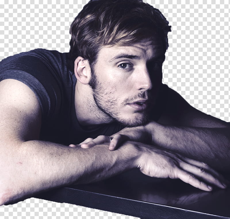 Sam Claflin, man leaning on table transparent background PNG clipart