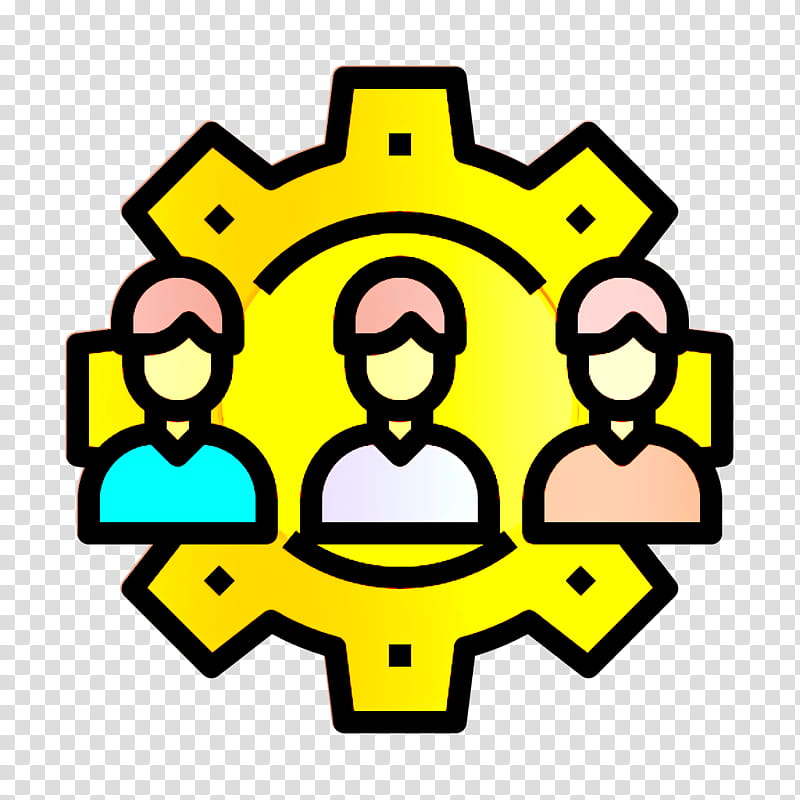 Management icon Team icon, Yellow, Line transparent background PNG clipart
