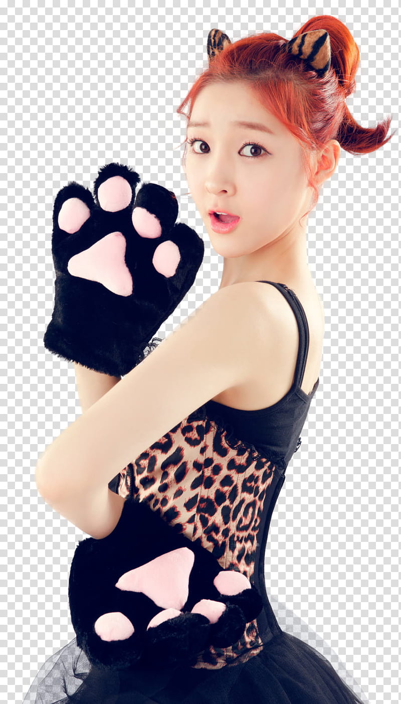 Areum T ara render, woman wearing paw gloves transparent background PNG clipart