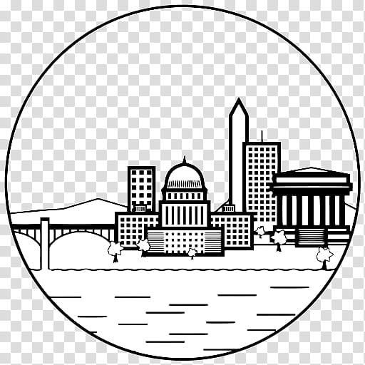 City Skyline, White, Line Art, Landmark, Human Settlement, Circle, Architecture, Coloring Book transparent background PNG clipart