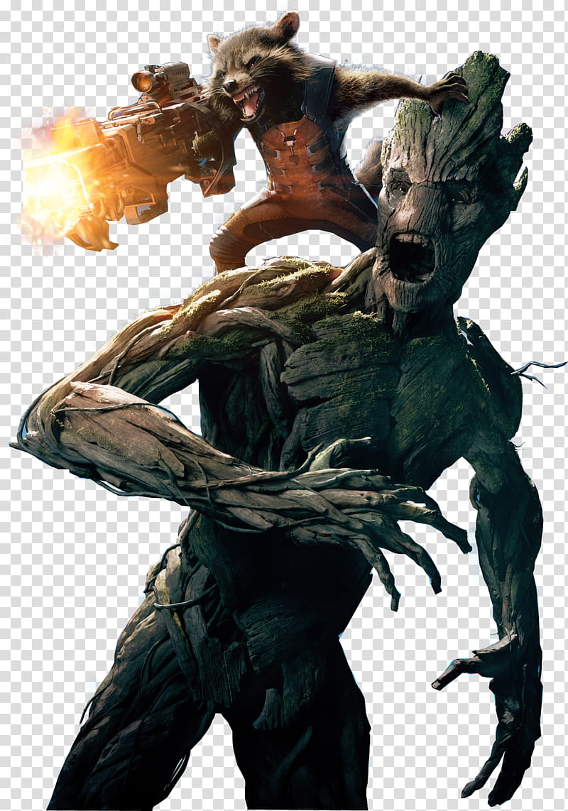 Render Rocket and Groot transparent background PNG clipart