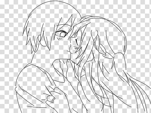 SAO asuna kiss kirito lineart transparent background PNG clipart