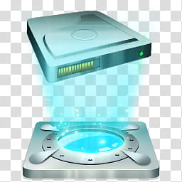 Hologram Dock icons v  , Hdd, white and blue electronic device transparent background PNG clipart