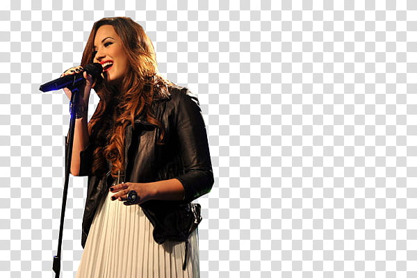 Demi Lovato, singing woman wearing black jacket transparent background PNG clipart