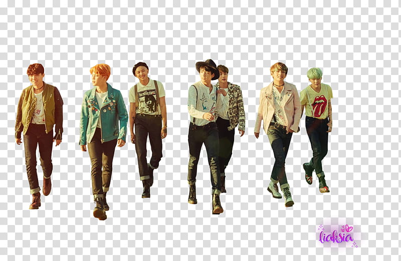 BTS, seven men standing transparent background PNG clipart