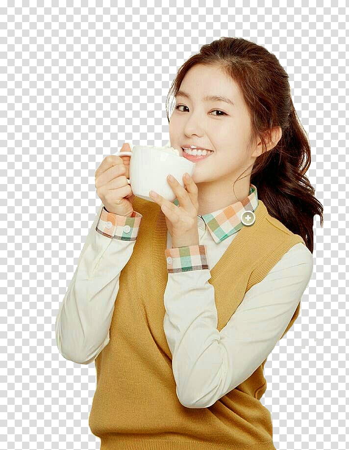 Irene Ivy Club, woman holding coffee cup transparent background PNG clipart