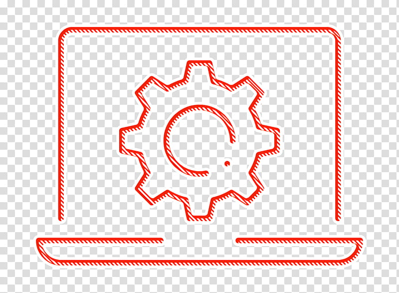 cogwheel icon gear icon laptop icon, Setting Icon, Red, Line, Circle transparent background PNG clipart