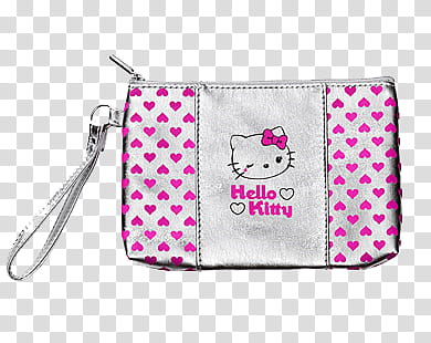 , white and pink Hello Kitty leather wristlet transparent background PNG clipart