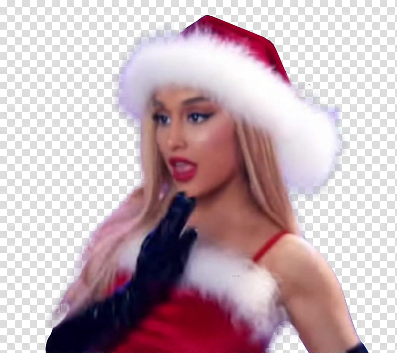 ARIANA GRANDE THANK YOU NEXT, Ariana Grande wearing Santa Claus costume transparent background PNG clipart