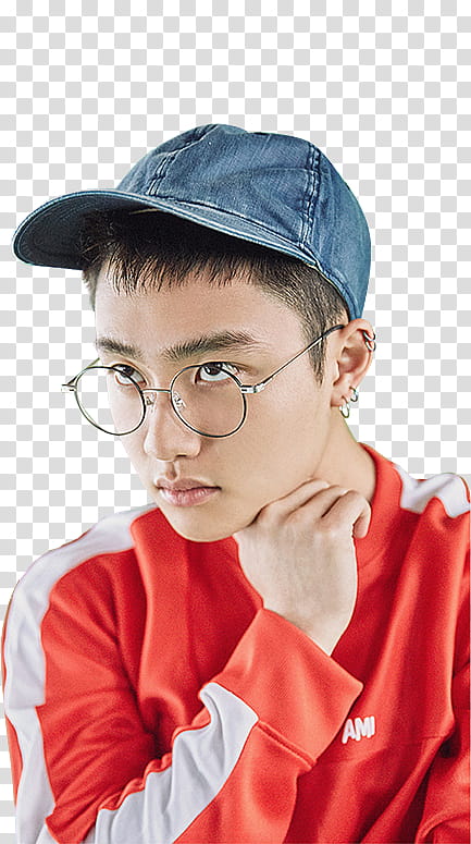 EXO Lucky One P, man wearing blue denim cap transparent background PNG clipart