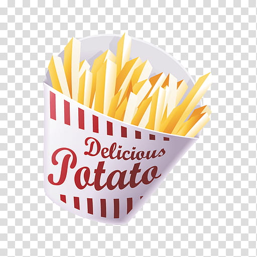 , yellow and red potato fries in transparent background PNG clipart