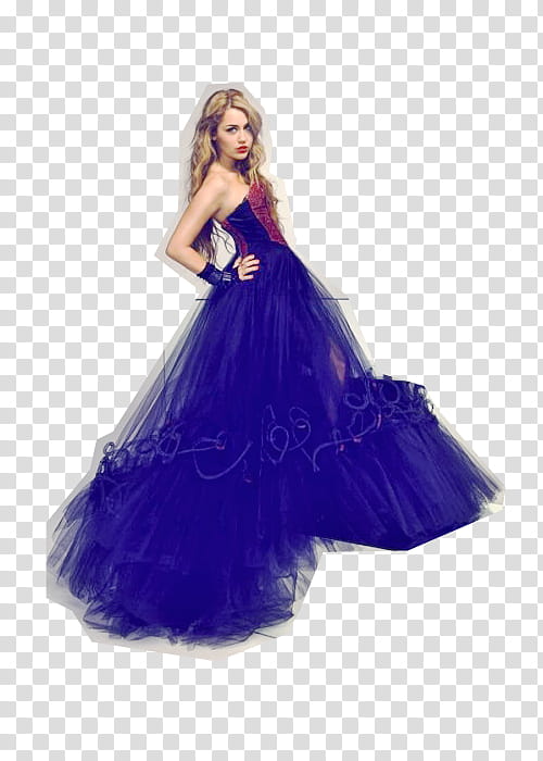 Miley Cyrus, cutout of woman wearing blue ruffled tube gown transparent background PNG clipart