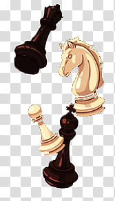 , two black queen and king chess pieces and two white knight and pawn chess pieces falling transparent background PNG clipart