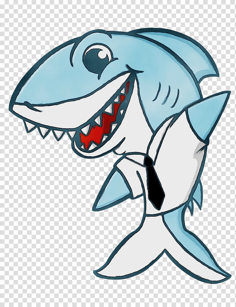 Great White Shark, Watercolor, Paint, Wet Ink, Cartilaginous Fishes, Character, Cartoon, Line transparent background PNG clipart