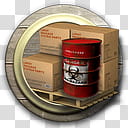 Sphere   the new variation, red metal barrel beside box transparent background PNG clipart