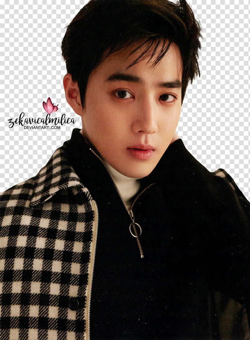 EXO Suho For Life, man wearing black and white shirt transparent background PNG clipart
