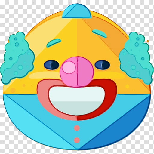 Emoticon Line, Smiley, Cartoon, Facial Expression, Nose, Aqua, Yellow, Clown transparent background PNG clipart