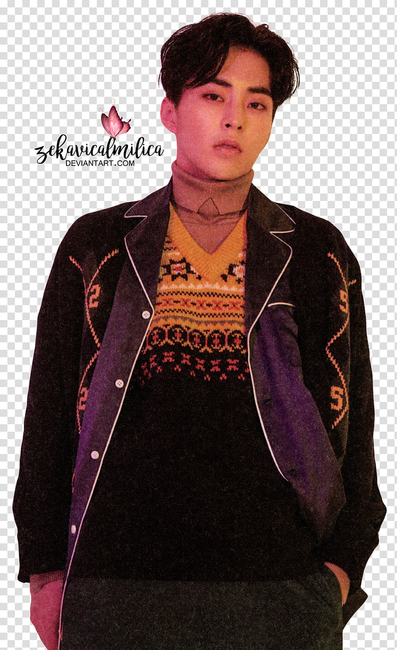 EXO Xiumin  Season Greetings, man wearing black jacket transparent background PNG clipart