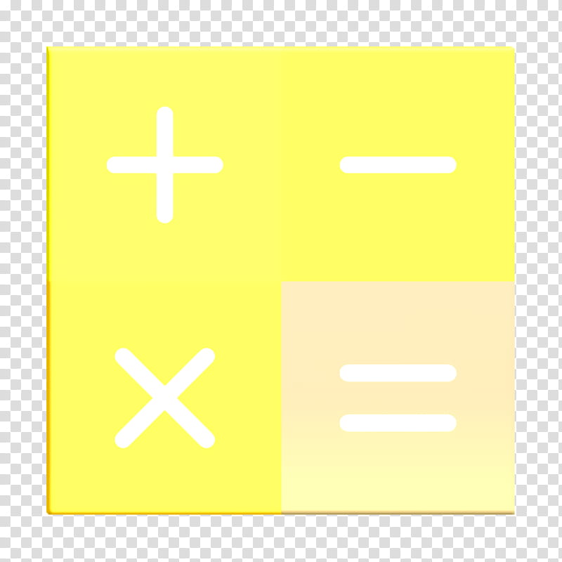 Calculator icon Essential icon, Yellow, Text, Line, Symbol, Square, Logo transparent background PNG clipart