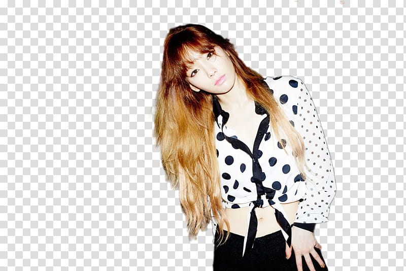 Taeyeon Holler Concept, woman in white and black polka-dot crop blouse transparent background PNG clipart