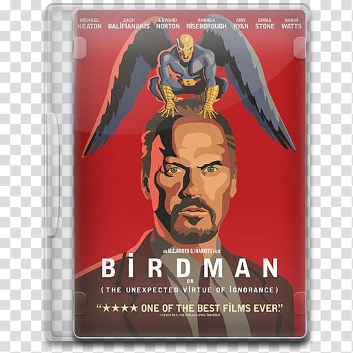 Movie Icon , Birdman, Or (The Unexpected Virtue of Ignorance), Birdman DVD case illustration transparent background PNG clipart