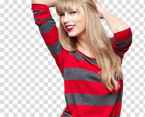 Taylor Swift, girl wearing red and gray longsleeve transparent background PNG clipart